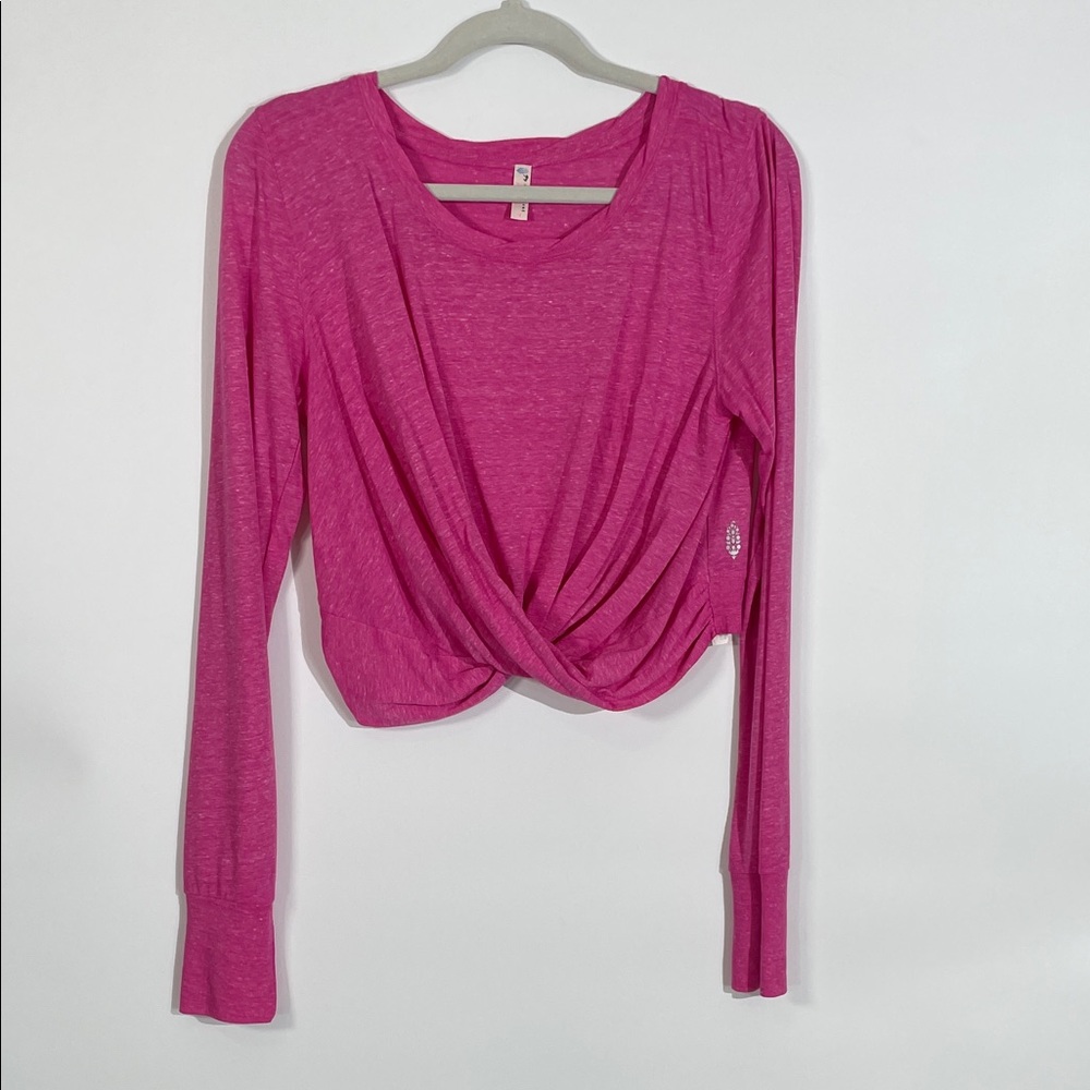 Free People Movement Top Size L Long Sleeve Bright Pink NWOT